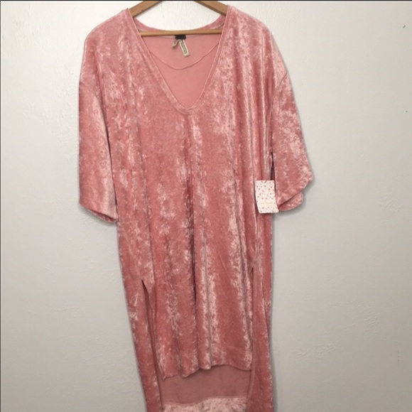 free people velvet oversized tunic dress pink xs - Picture 2 of 6